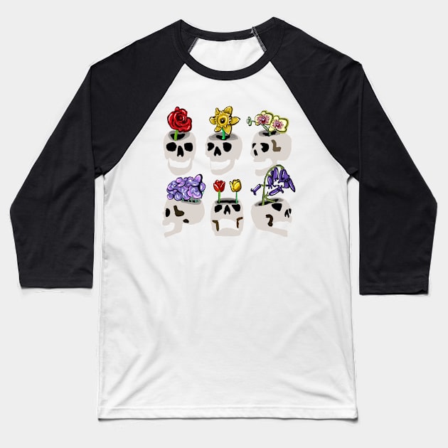 Skulls: life from death - flowers no background Baseball T-Shirt by SmerkinGherkin